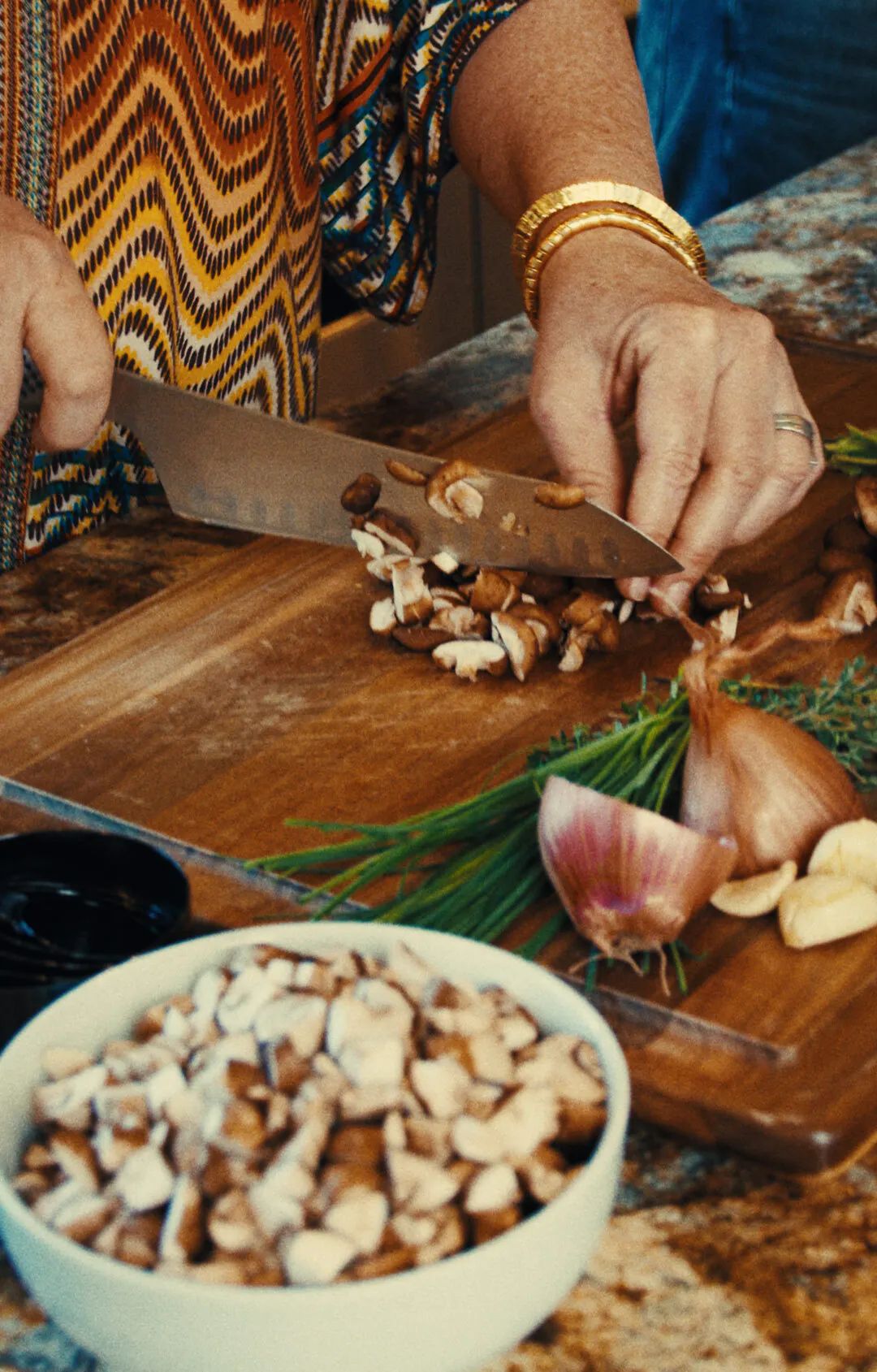 Chopping Mushrooms